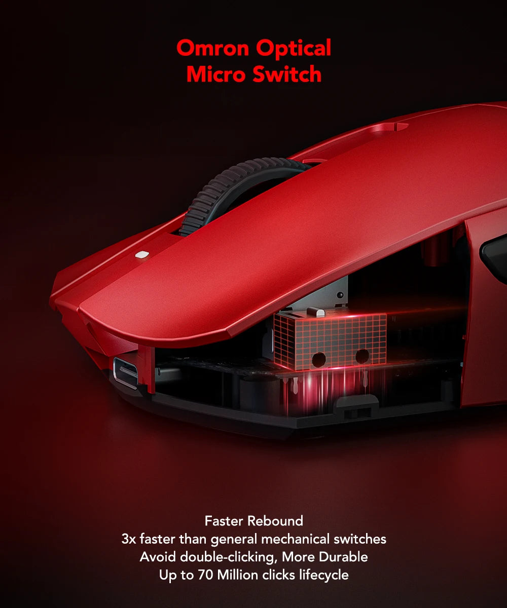 Mysz gamingowa KYSONA Jupiter Series – przewodowa i bezprzewodowa, 8Khz, sensor PAW3950, Bluetooth, 46g, akumulatorowa, sterownik webowy do PC i laptopa