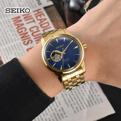 2026 Seiko Automatic Mechanical Watch Fashion Simple Hollow Men's and Women's Couple Watch Stainless Steel Strap Business Watch