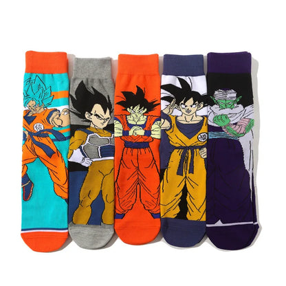 5Pairs Dragon Ball Unisex Cartoon Anime Socks Hip Hop Street Style Novelty Funny Casual Crew Socks for Men Women