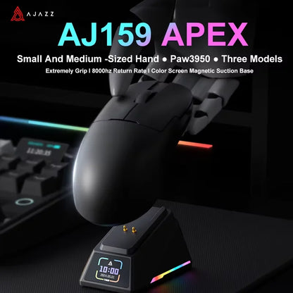 Мишка AJAZZ AJ159 APEX Tri Mode Wireless 8K със сензор PAW3950, ниска латентност, база за зареждане, персонализируема, лека, за PC гейминг