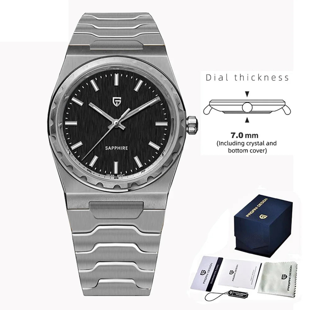 PAGANI DESIGN Men's Quartz Watches Ultra-Thin 7mm Series 222 Sapphire Stainless Steel Waterproof Watches for Man reloj hombre