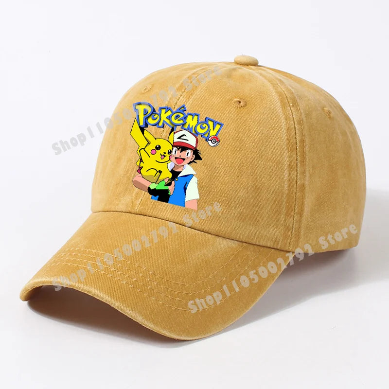 Pokémon-baseballkasketter, Pikachu, kawaii, anime-figurer, solhatte, sommer, udendørs, forældre og børn, solhat, trendy kasket med andetunge, gave