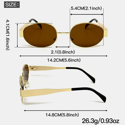 2Pcs Fashionable Oval & Polygonal Frame Combination Sunglasses, Metal Frame Pc Lenses, Fashionable Wear, Holiday Gifts