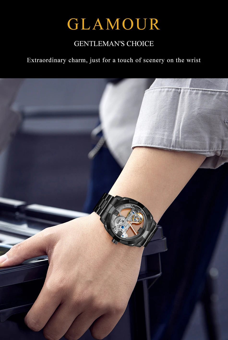 2024 Top Brand Luxury Stainless Steel Skeleton Tourbillon Automatic Movement Men's Watch Mechanical Waterproof Luminous Wrist Clock
