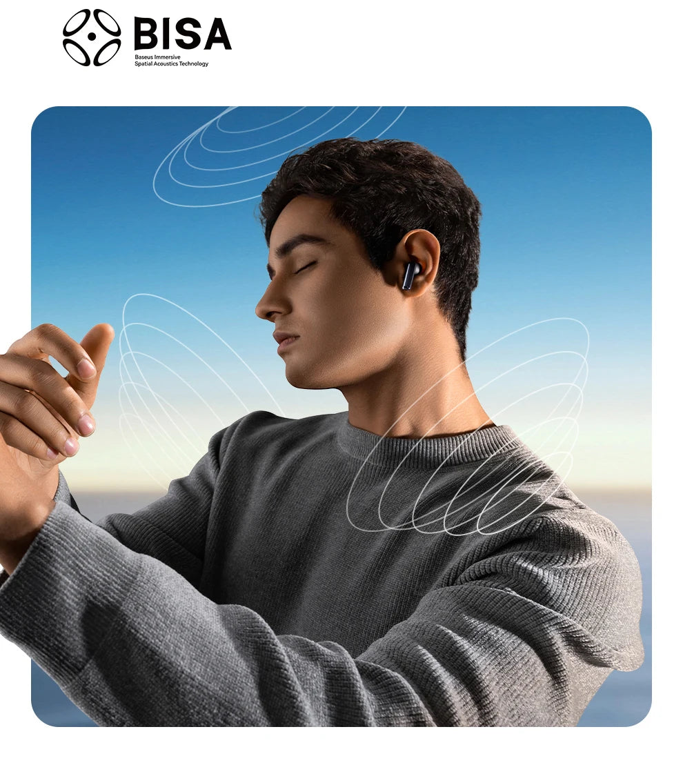 Baseus Bowie M2s ANC Wireless Bluetooth 5.3 Earbuds – 48dB Hybrid Noise Cancelling 3D Spatial Audio HiFi Earphones with Mic