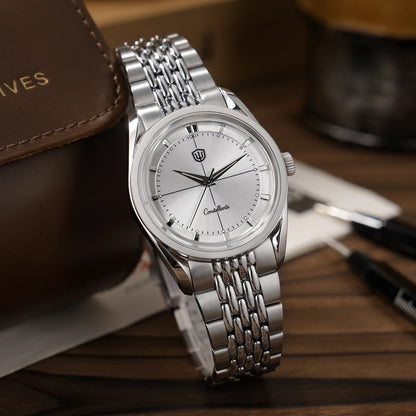 Watchdives WD1954 Classic Black Quartz Watch 36Mm Sandstone Dial VH31 Watch Luminous Waterproof Brushing 316L Steel Luxury Watch