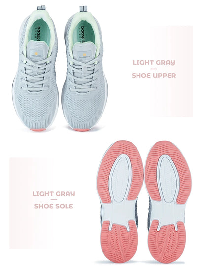 Baasploa Women Sport Shoes Comfort Lightweight Running Shoes for Women Mesh Breathable Casual Sneakers White Walking Sneakers
