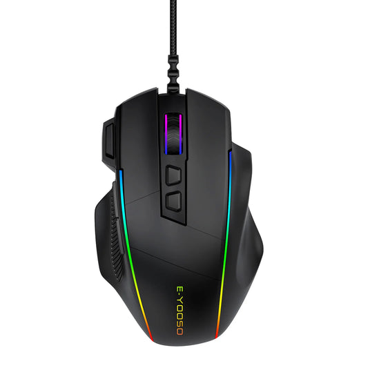 E-YOOSO X49 trådbunden gamingmus 12400 DPI justerbar, RGB-bakbelysning, 8 programmerbara knappar, ergonomisk gamermus för PC och laptop