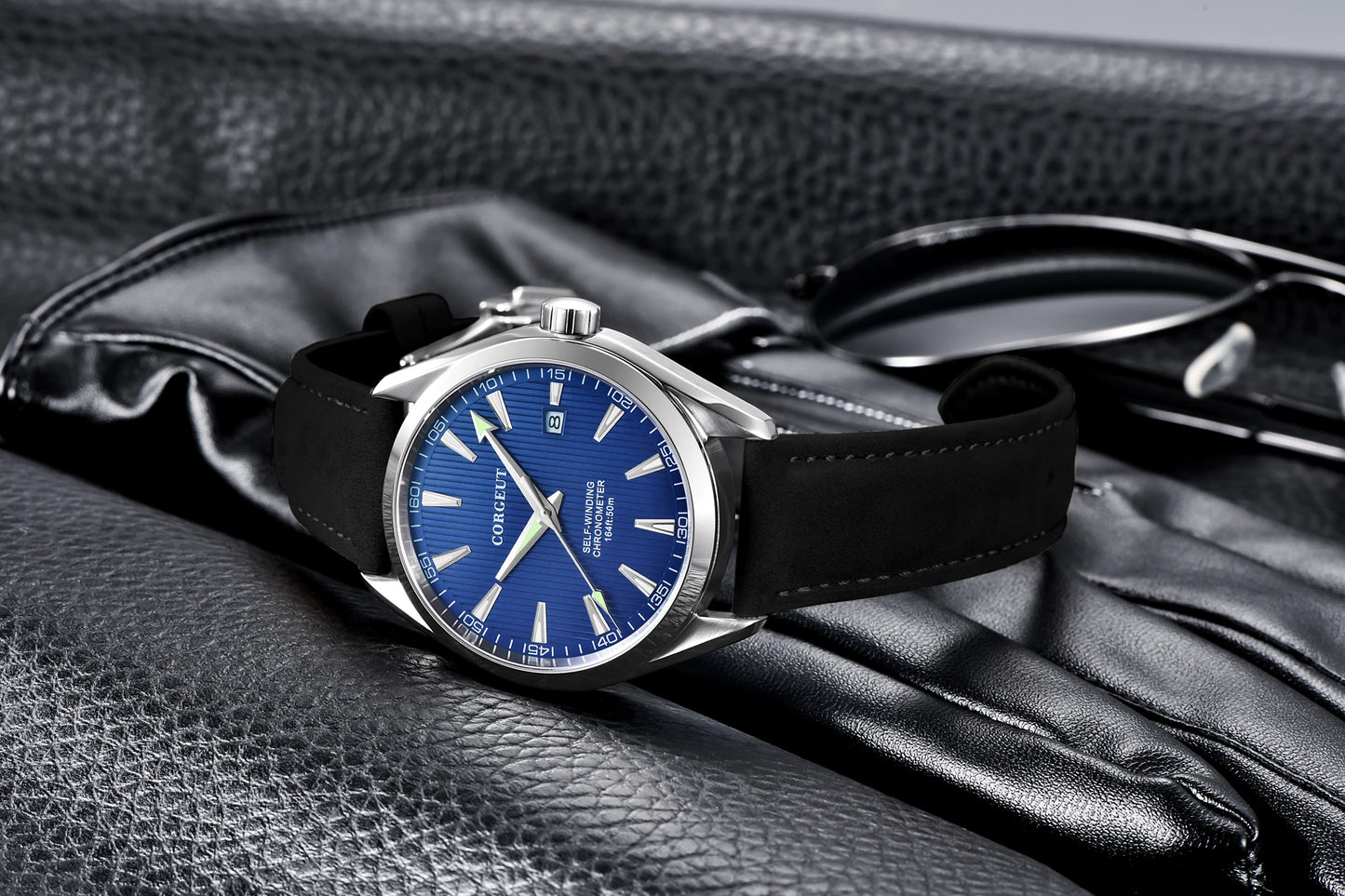 CORGEUT NH35/MIYOTA 8215 Watches Man Cattle Belt Automatic Mechanical Sapphire Glass Watches Fashion Casual Sports Watches