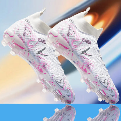 Chaussures de football AG FG économiques, tige en mélange PU, crampons longs en TPU durables, antidérapantes, pour adultes, pour terrain en herbe naturelle