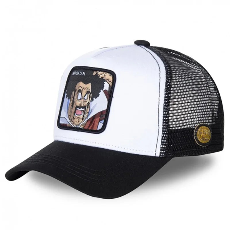 Dragon Ball Son Goku-Kappe, Sommer-Reisekappe mit Schirm, Herren-Kappe mit Stickerei, im Hip-Hop-Stil, Sonnenvisier, verstellbare Trucker-Kappe aus Netzstoff