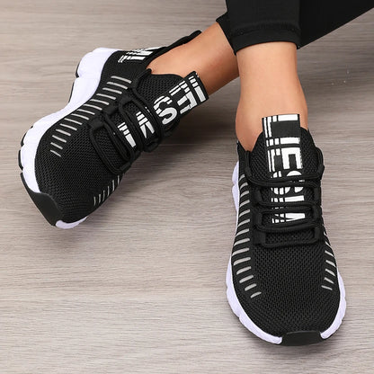 Calçado desportivo para mulher em malha, leve, com sola macia, tira para jogging, respirável, moderno, para caminhada, ténis casual raso para homem