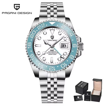 PAGANI DESIGN Men Watch GMT40mm Mechanical Watch Top Brand Sapphire Glass Stainless Steel Waterproof Clock RelogioMasculino gift