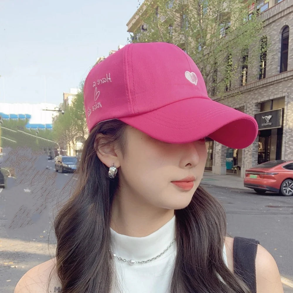 New Love Heart Baseball Cap Female High Ponytail Hat Hollow Empty Top Sun Protection Outdoor Sport Visor Adjustable Travel Cap