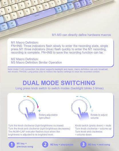 AULA S99 Keyboard 3-Mode Wireless Bluetooth Wired RGB Ergonomic 99-Key Typing Mute Gaming Keyboard Custom PC Accessories Gifts