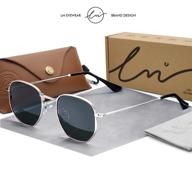 LM Kvinder Hexagon Solbriller Mænd Retro Polariserede Kørselsbelagte Spejlbriller UV400 Briller gafas de sol