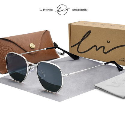 LM Kvinder Hexagon Solbriller Mænd Retro Polariserede Kørselsbelagte Spejlbriller UV400 Briller gafas de sol