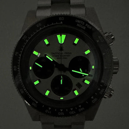 Relógio cronógrafo masculino Tactical Frog de 41mm, movimento Solar Quartz VS75, resistente à água, safira, luminosidade verde C3, relógio de pulso de quartzo