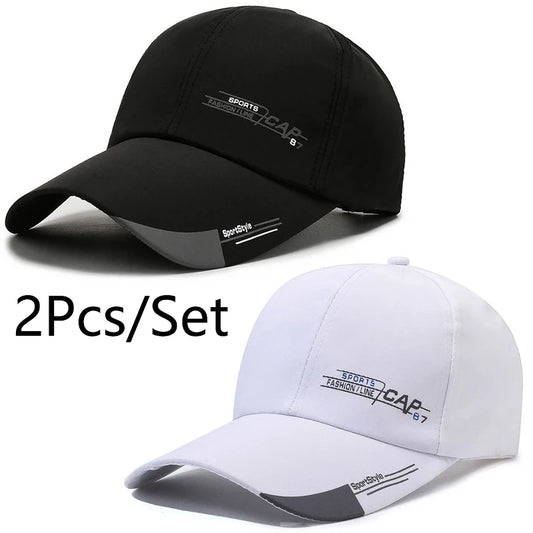 2Pcs/Set Outdoor Men's Baseball Cap Simple Letter Jacquard Duckbill Cap Street Sports Sun Protection Baseball Cap For Unisex