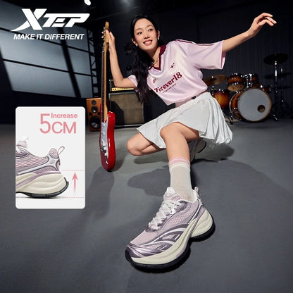 Xtep Basque 3 Sneakers Women Lightweight Wear-Resistant Trendy Durability Thick Sole Casual Sports Female Shoes 874218320006