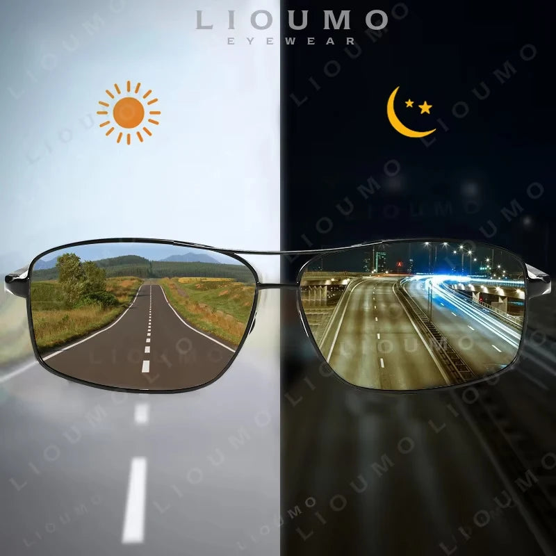 LIOUMO Top fotokromatiske solbriller til mænd og kvinder, polariserede kameleonbriller, kørebriller, antirefleks solbriller, zonnebril heren