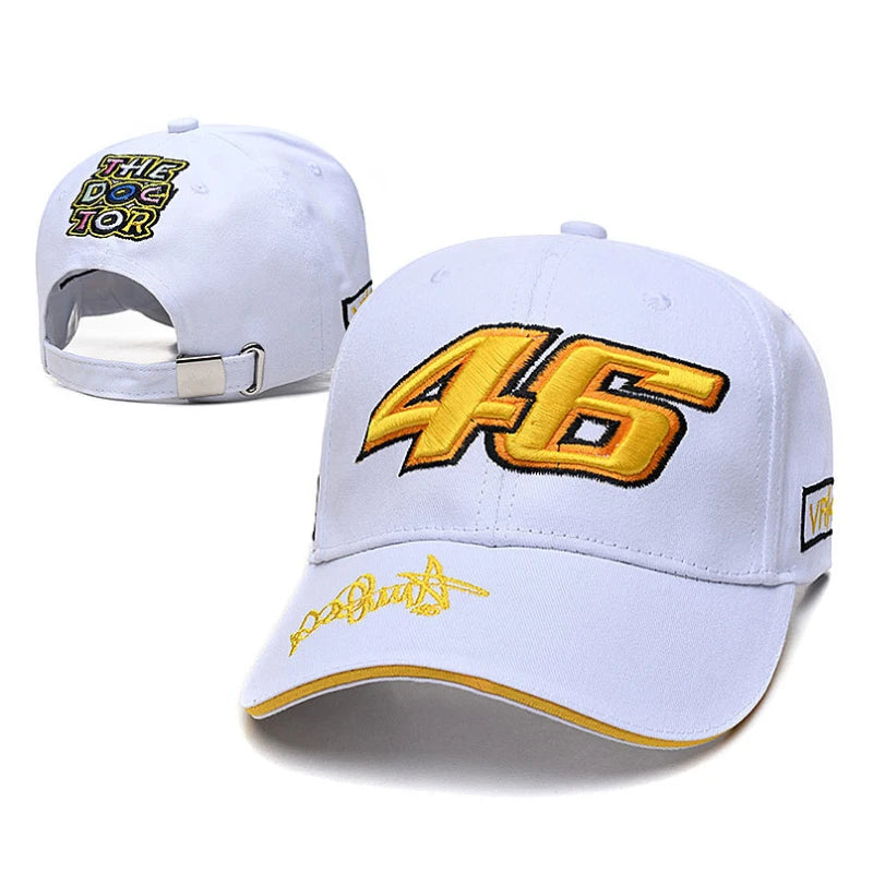 Boné de basebol unissexo hip-hop com letras, ajustável, n.º 46, design F1 Racing e motociclismo, para desporto ao ar livre, casual, com proteção solar para homem