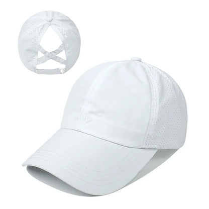 Casquette de baseball d'été, tenue de golf, casquette de sport et de loisirs à bande croisée pour queue de cheval, casquette à visière en forme de bec de canard en maille à séchage rapide