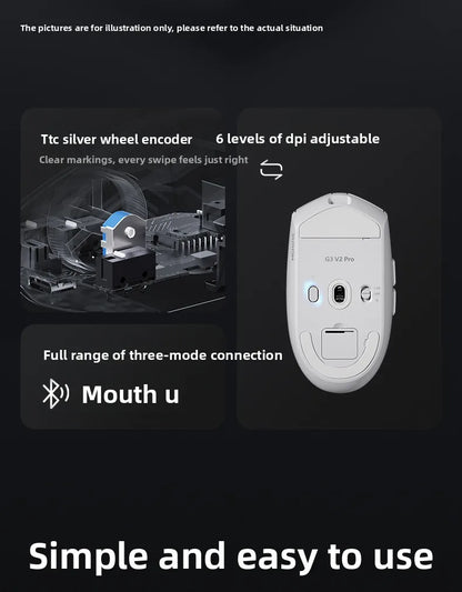 Mouse wireless MCHOSE G3 V2 PRO Bluetooth Tri Mode ergonomico e leggero per laptop, ufficio e gaming, accessori per computer