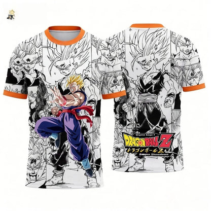 Summer 2026 Dragon Ball Goku & Gohan "Father and Son Together" Comic Themed 3D Printed Breathable T-shirt for Adults and Parents