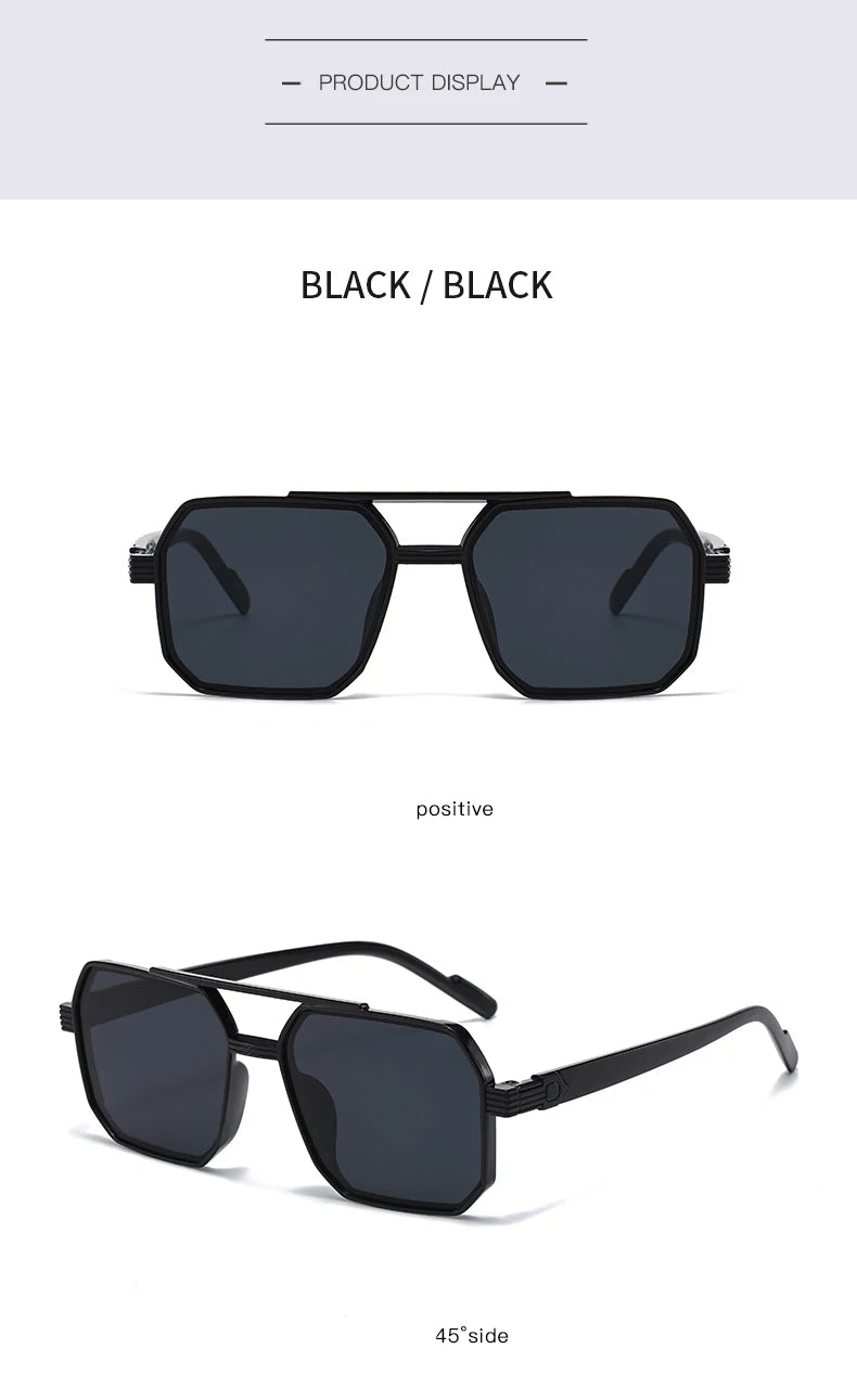 2pcs Trendy Metal Polygonal Pilot Women Sunglasses Luxury Double Beam Men Sunglass Outdoor Driving Shade Sunglasses Unisex UV400