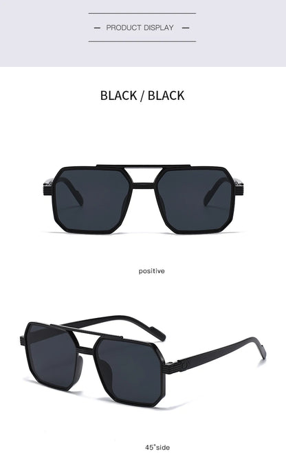 2pcs Trendy Metal Polygonal Pilot Women Sunglasses Luxury Double Beam Men Sunglass Outdoor Driving Shade Sunglasses Unisex UV400