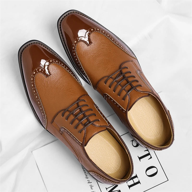 PU Leather Men's Oxford Shoes Heightened Formal Casual Shoes Business Male Suit Shoes New Design Derby Footwear Walking Sneakers