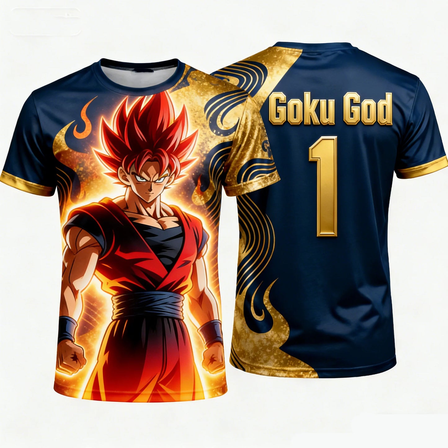 2026 Summer Dragon Ball Oversized T-shirt High Quality 3D Print Super Saiyan God Goku & Goku God Number 1 Graphic Unisex Retro