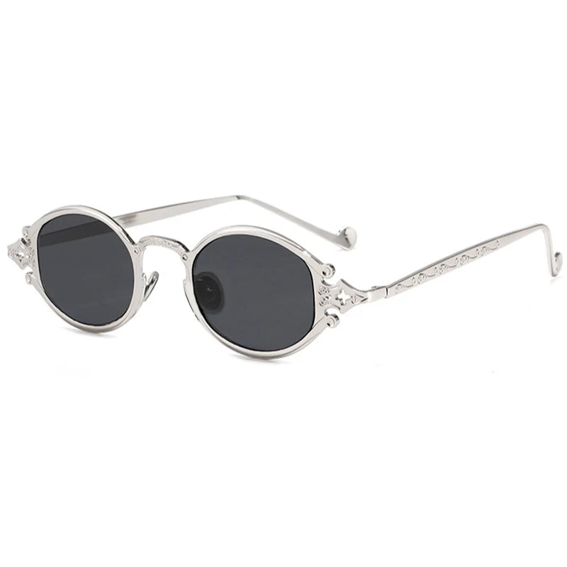 Cateye Street Shoot solbriller til mænd og kvinder, retro, steampunk, gotiske, ovale solbriller med udskåret metalstel, Gafas sol mujer