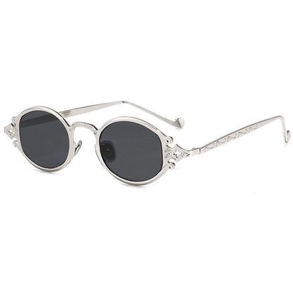 Cateye Street Shoot solbriller til mænd og kvinder, retro, steampunk, gotiske, ovale solbriller med udskåret metalstel, Gafas sol mujer