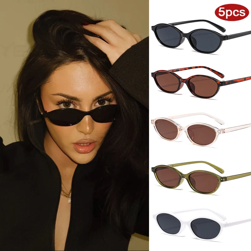 1/4pcs New Casual Elliptical Sunglasses Female Multi Color Frame Glasses Fashion Small Frame Design UV400 Sun Glasses Unisex