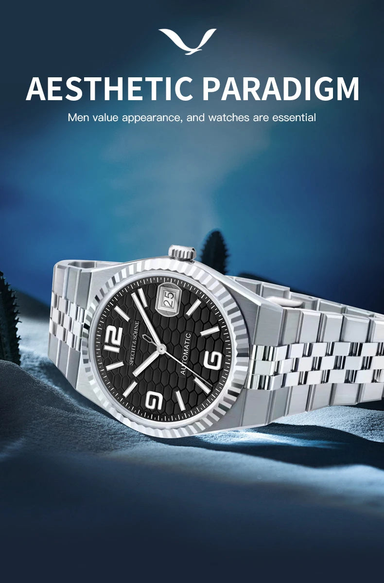 Specht & Söhne New Men's Watches Miyota 8215 Automatic Mechanical Wristwatches Stainless Steel Watch Men's Watch 37MM