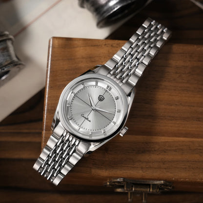 Watchdives WD1954 Classic Black Quartz Watch 36Mm Sandstone Dial VH31 Watch Luminous Waterproof Brushing 316L Steel Luxury Watch