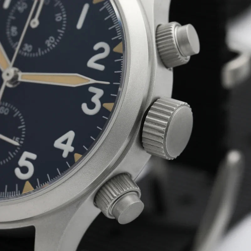 Reloj cronógrafo de cuarzo Militado VK61 VK67, 39 mm, caja de acero inoxidable 316L, 3 esferas, resistente al agua 100M, reloj militar multifunción