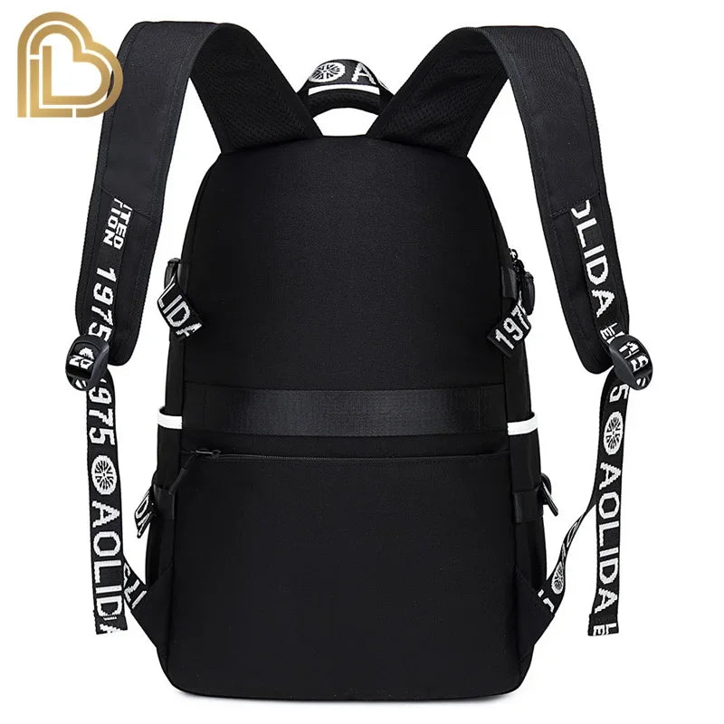 Red Jade F-Fortnited Battle Royale Backpack with USB Charging Anime Figures Study Stationery Compartment for Students Mochila