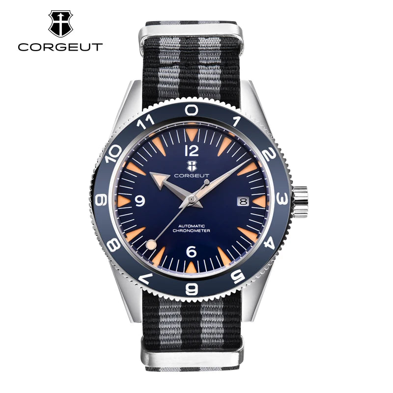 41MM Sapphire Glass 100m Waterproof Japan  Automatic Luminous Mens Watch Nylon Strap