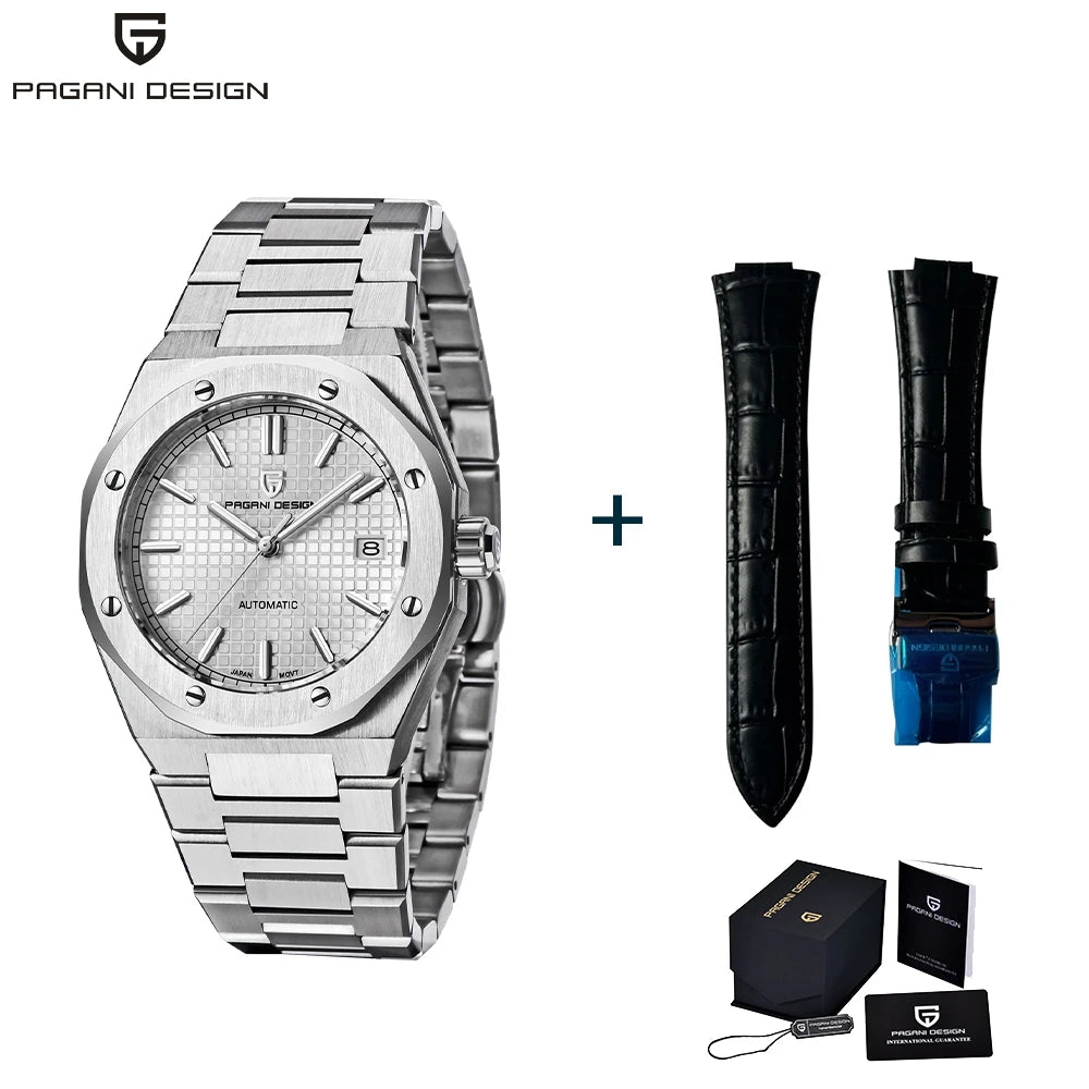 PAGANI DESIGN 8215 Men's Automatic Mechanical Watch 40MM Sapphire Stainless Steel Waterproof 10Bar Luminous C3 Reloj Hombre