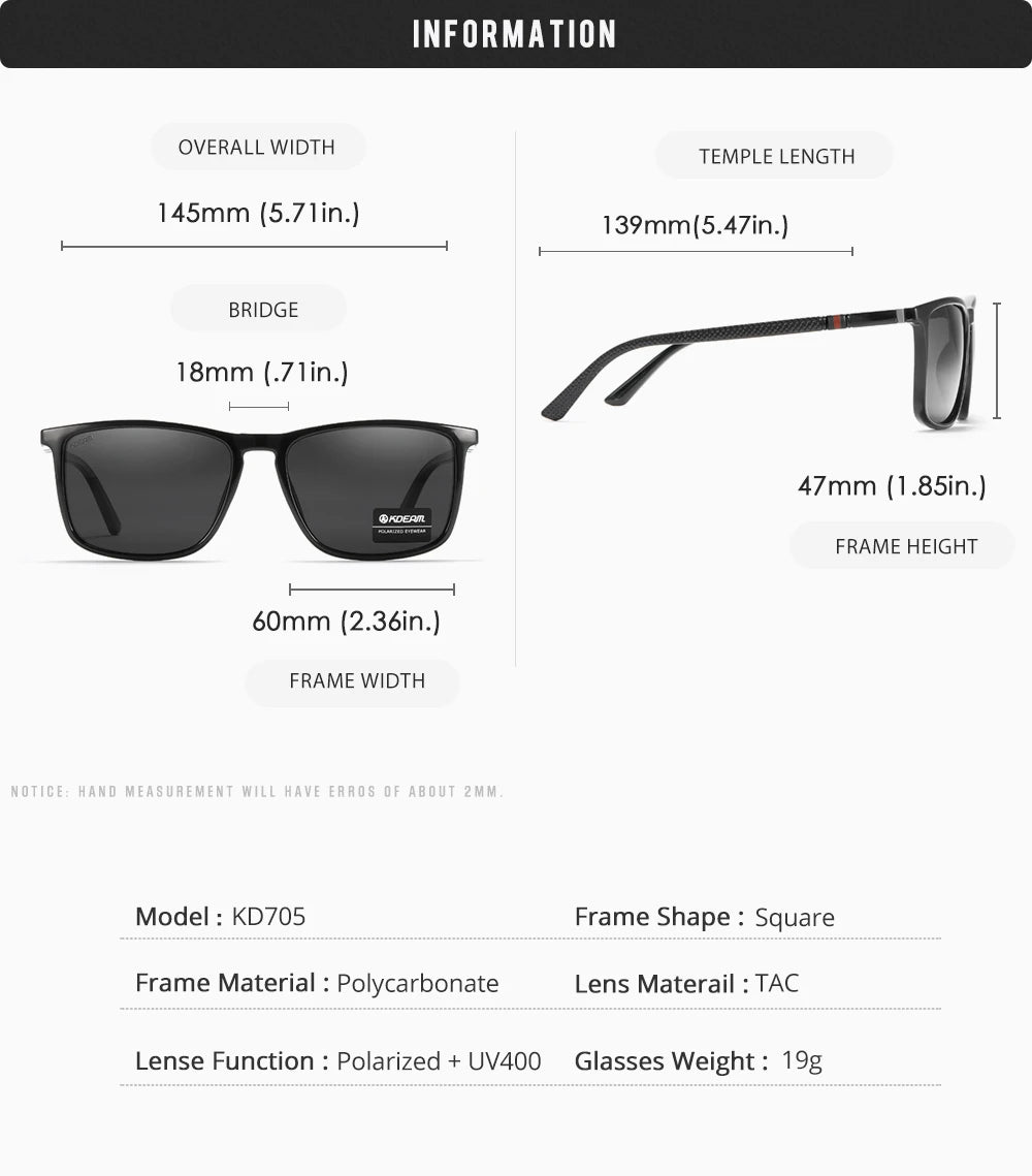 KDEAM New Luxury Polarized Sunglasses Men's Driving Shades Fishing Travel Golf Sunglass Male Sun Glasses CE