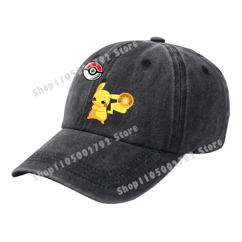 Pokémon-baseballkasketter, Pikachu, kawaii, anime-figurer, solhatte, sommer, udendørs, forældre og børn, solhat, trendy kasket med andetunge, gave