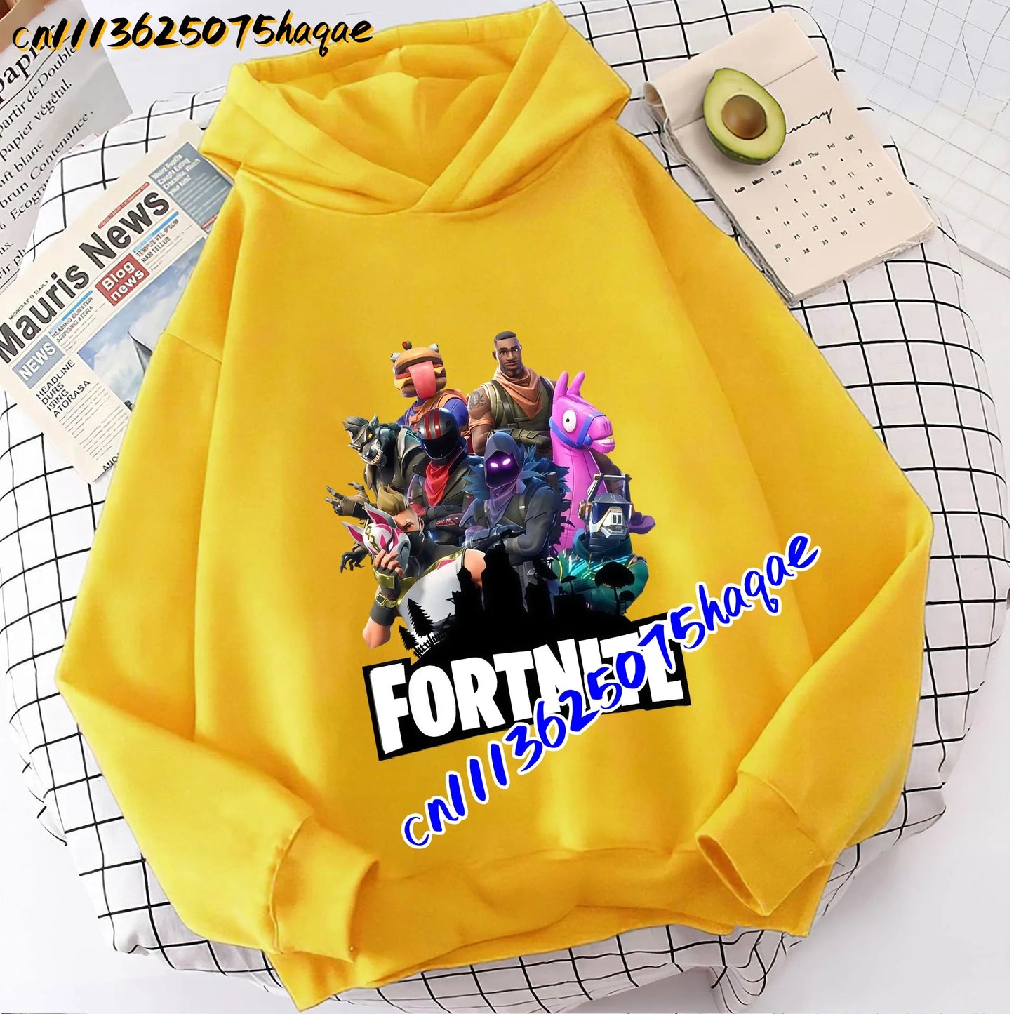 FORTNITED Sweat-shirt pullover com capuz de manga comprida para criança, menina e menino, streetwear, moda anime, roupa infantil, top para bebé, presente
