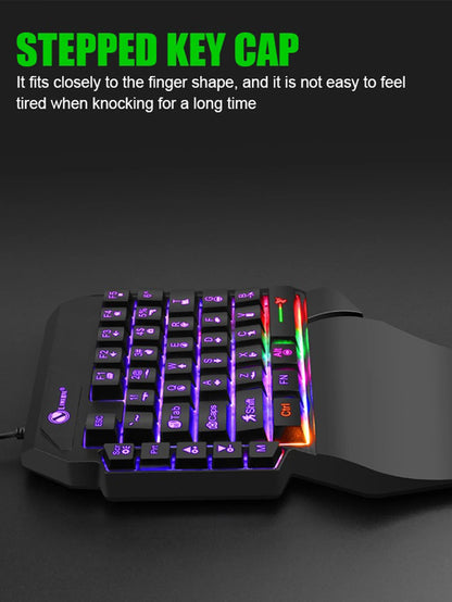 Mechanical one-handed light game wired keyboard, radium engraving characters, engineering hand support