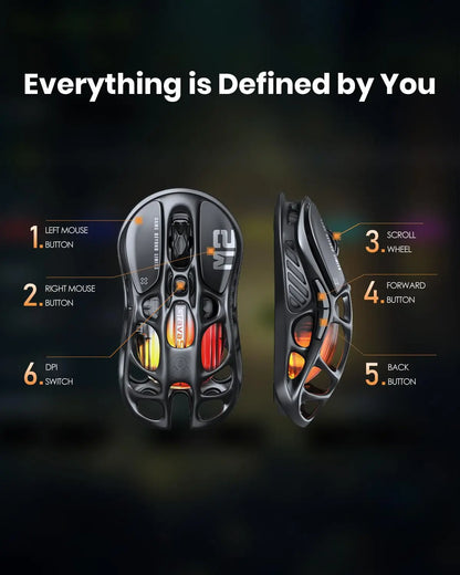 GravaStar Mercury M2 Wireless Gaming Mouse with 26,000 DPI, PAW3395DM Sensor -79g Lightweight Hollowed-Out Design -5 Programmabl