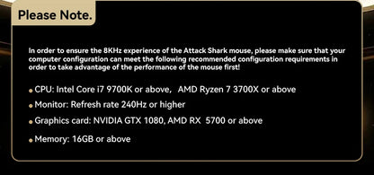 ATTACK SHARK R5 Ultra Carbon Fiber brezžična gaming miška, gaming senzor PixArt PAW3950MAX, 42000DPI, 8000Hz, MCU Nordic 52840
