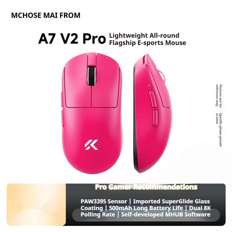 MCHOSE A7 V2 Ultra+ Wireless Gaming Mouse Tri-Mode Lightweight PAW3950 Ti Sensor 42000 DPI Esports Mouse with 500mAh Battery