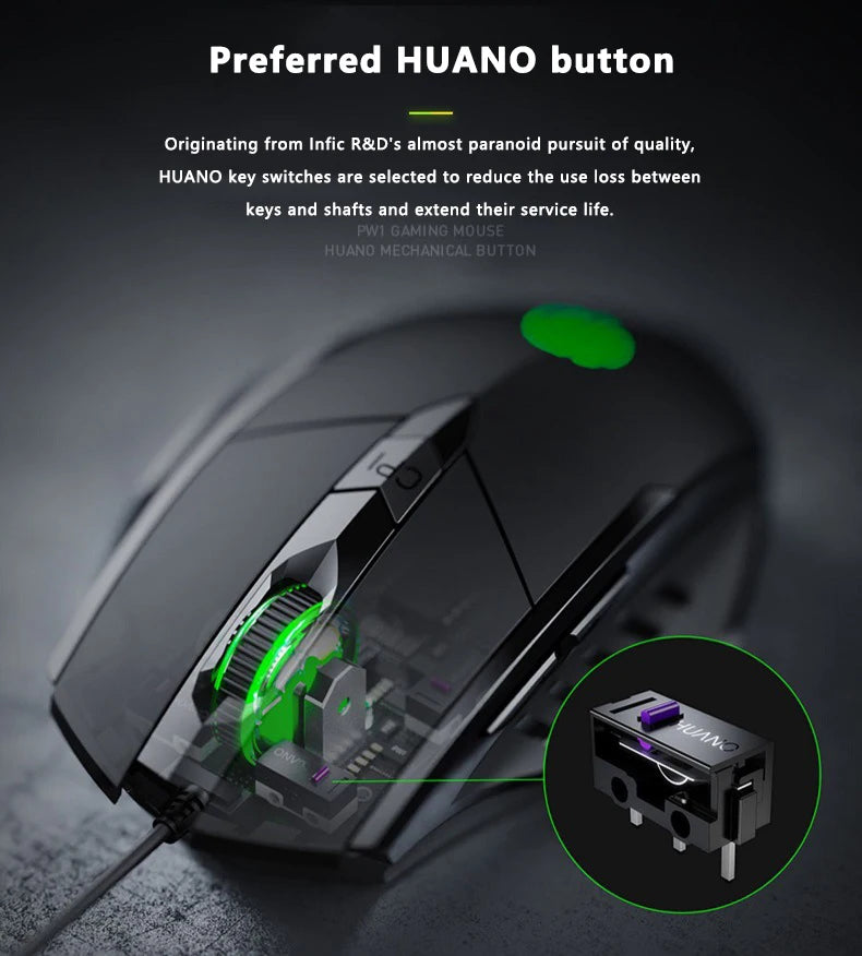 Inphic W1 Wired Gaming Mouse USB Esports Mouse with Adjustable DPI, Programmable Macro Buttons, Silent Click Office & Gaming Mouse